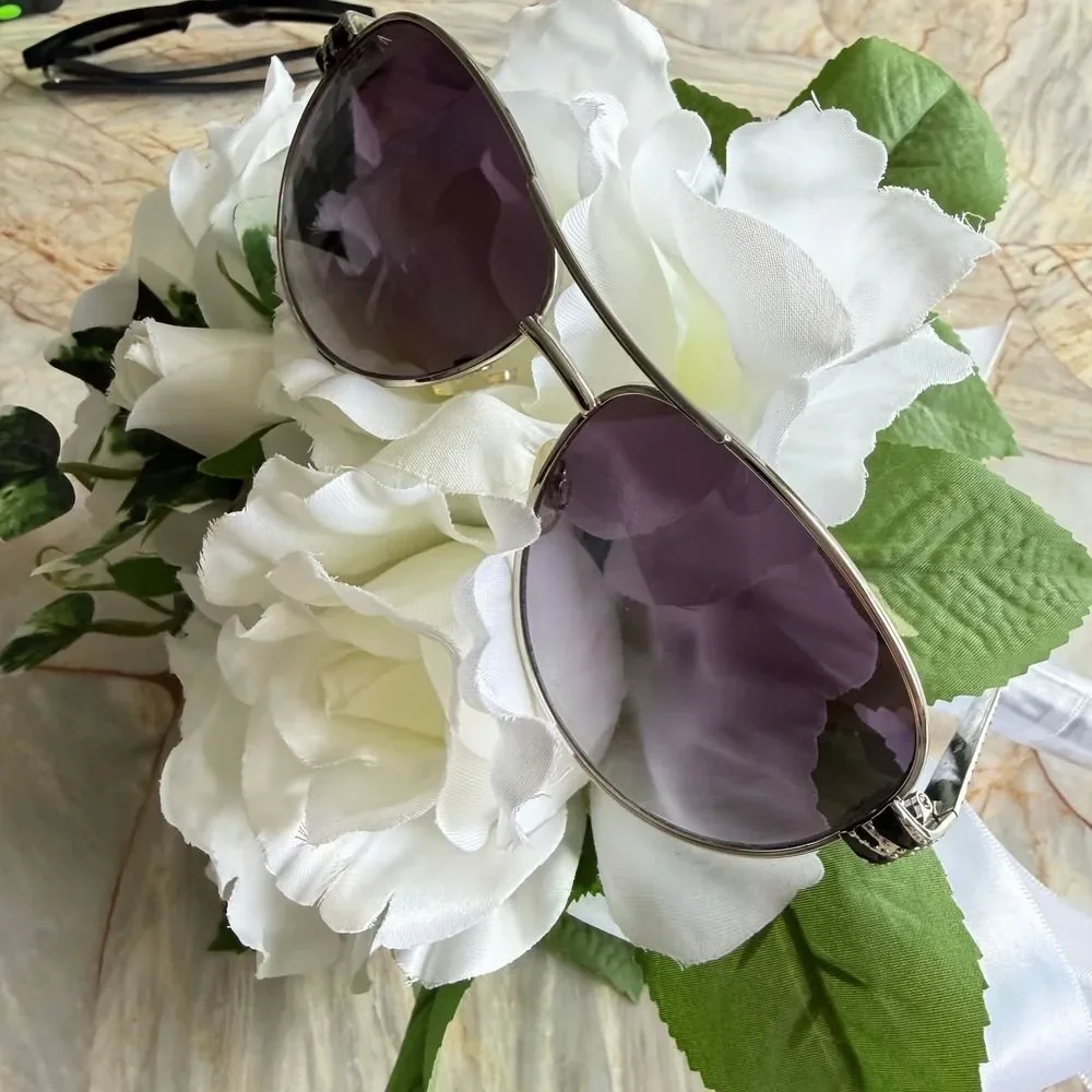 Piranha Silver‎ Zebra Print Rhinestone Aviator Sunglasses Purple 83474 PC 105
